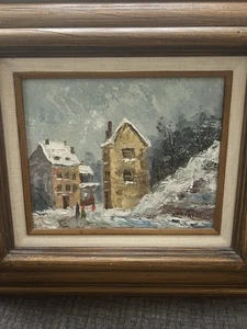 Vtg. Winter Scene Oil Painting American Artist David Crespi Authentic Frame 1955 - Picture 1 of 22