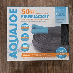 Aqua Joe 50-Ft x 5/8-Inch FiberJacket Hose w/Aluminum Fittings BRAND NEW IN BOX - Picture 1 of 4