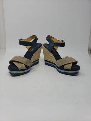 Salto anabela Bettye Muller couro marrom espadrille biqueira aberta - Tamanho 38 7.5/8 bronzeado - Imagem 1 de 4