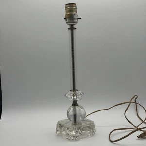 VINTAGE! Crystal Boudoir Candlestick Lamps 14 1/2” Tall Etching on Stems - Picture 1 of 6