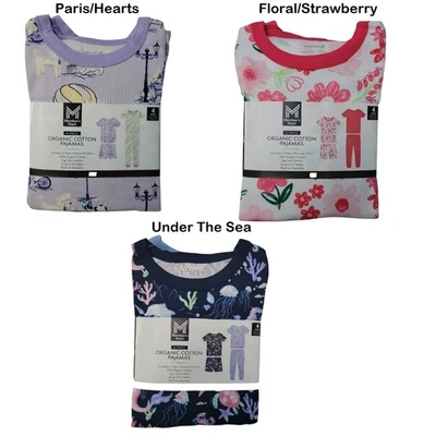 Pijama de niña Member's Mark de 4 piezas de algodón orgánico suave Foto 1 de 3