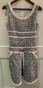 Oscar de la Renta - Tweedkleid weiß & marine, Größe 6, einmal getragen - Bild 1 von 7
