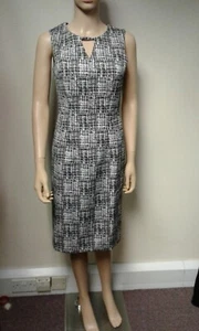 Vestido Lápiz Kaleidoscope Blanco y Negro Jacquard Sin Mangas-Talla 8=GRAN LIQUIDACIÓN - Imagen 1 de 6