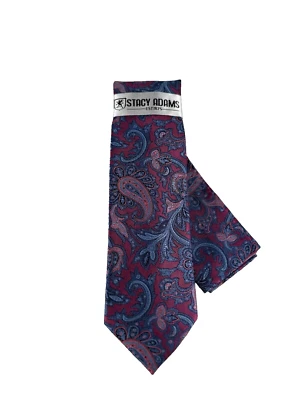 Corbata y pañuelo Stacy Adams para hombre azul cobalto coral cachemira 3,25" de ancho Foto 1 de 4