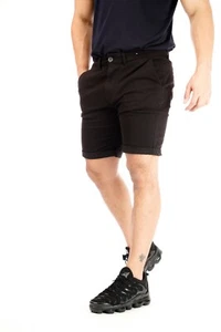 Herren Chinoshorts Roll Up Stretch Baumwolle schmale Passform Freizeit Sommer Köper Größe 32-42 - Bild 1 von 19