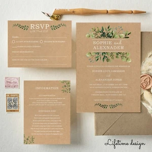 Personalised Wedding Invitation set - Information card - RSVP card Evening (W1) - Picture 1 of 62