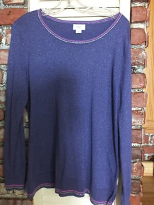 Women's Old Navy Sweater purple glitter purple glitter pink/silver hem Large - Picture 1 of 4
