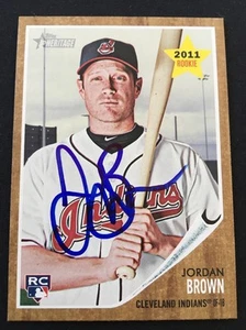 Jordan Brown Indians signed Autogramm 2011 Topps Heritage Karte #49 ~ COA - Bild 1 von 9