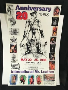 Original Intl Mr. Leather Poster 1998 IML Chicago, Etienne Art 20th Anniversary - Picture 1 of 12