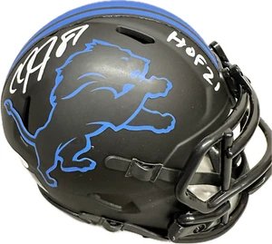 Calvin Johnson "HOF 21" Inscription Detroit Black Eclipse Signed Mini Football H - Picture 1 of 2