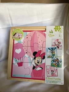 Disney Minnie Mouse 4 Wood Puzzles Box Set - Picture 1 of 3