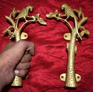 Golden Brass Parrot Tree Design Door Handle Restaurant Bar Lounge Door Dec MJ8 - Picture 1 of 5