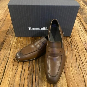 Ermenegildo Zegna Shoes Men's 7.5 Brown L'Asola Slip On Loafers $775 NEW - Picture 1 of 10