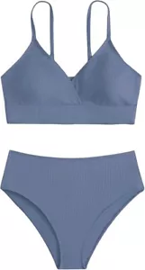 COZYEASE Girls' 2 Piece Sets Ribbed Knit V Neck Bathing Suit - Size 12 years - Picture 1 of 6