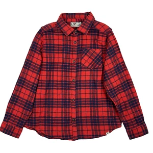 LIV OUTDOOR Boy's Mason Flannel Lava/Outer Space Plaid Shirt Size 14/16 Red NWT - Picture 1 of 19