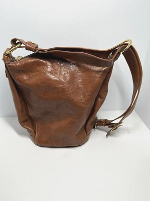 Marino Orlandi Marrón Italiano Cuero Eslinga Cubo Bolso de Hombro Cartera Sillín Cremallera Foto 1 de 4