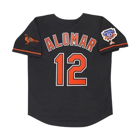 Roberto Alomar 1997 Baltimore Orioles Alt Black Jersey w/ Jackie 50th Patch Cover