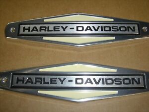  Harley Davidson Fuel Tank Emblem Set with Black Lettering 61771-66TB Free Shipn