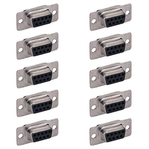 10x RS232 DB9 9-Pin Female Connector Serial Port Solder Cup Socket Assembly Gold - Picture 1 of 1