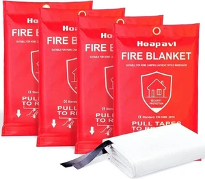 Lot de 4 couvertures incendie d'urgence pour maison, cuisine, voiture et entrepôt. 40" x 40" - Photo 1/6