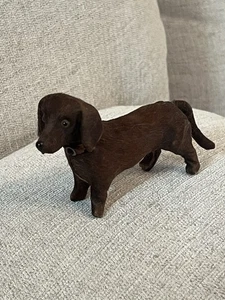 Antik 1920er Deutscher versteckter Dackel Hundespielzeug 5 Zoll Puppe Begleiter Glasaugen - Bild 1 von 8