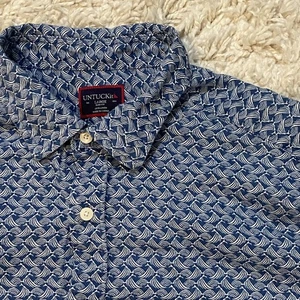 UNTUCKit Blue 100% Linen Slim Fit Short Sleeve Button Up Shirt Mens L - Picture 1 of 10