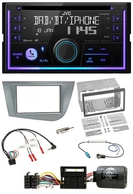 JVC Lenkrad USB 2DIN DAB Bluetooth CD Autoradio für Seat Leon 2005-2012 silber - Bild 1 von 4