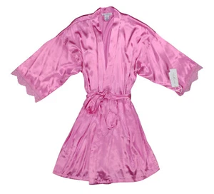 Linea Donatella Satin Wrap Lace Trim Belted Women's Robe L/XL NWT Misty Rose - Picture 1 of 1