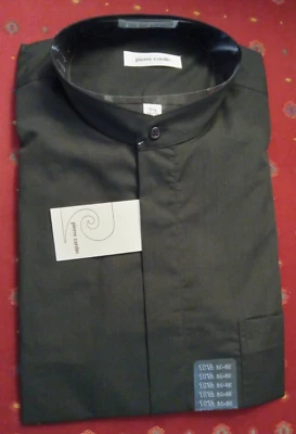 Тонкий PIERRE CARDIN черная мужская рубашка 16 1/2 34-35 длинным рукавом группы воротник новый - Изображение 1 из 4