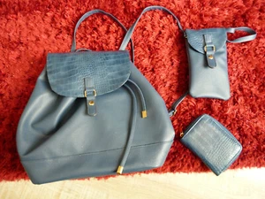 Handtasche Rucksack 2 in 1 * blau * Kunstleder * incl. Geldbörse + Handytasche - Bild 1 von 2