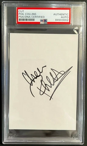 PHIL COLLINS SIGNED AUTOGRAPHED 3X5 INDEX CARD CUT PSA/DNA SLABBED COA GENESIS Cover