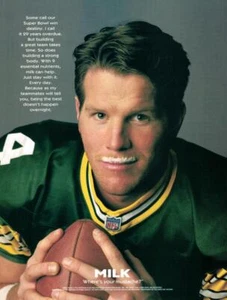 LECHE ¿DÓNDE ESTÁ TU BIGOTE? ANUNCIO impreso Brett Favre de 8,5x11" 1997 NFL - Imagen 1 de 1