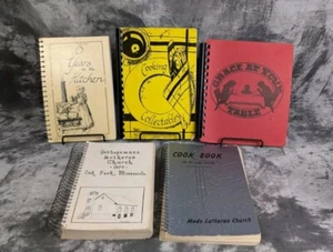 Vintage Spiral Bound Cookbooks, Community Church , Old Recipes Lot Of 5- 70s-80s - Bild 1 von 21