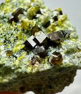 225 Carat Beautiful Andradite Crystals Combined Vesuvianite On Matrix @Pak - Picture 1 of 12