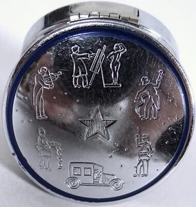 Vtg Rouge Pot Blush Compact Silver Tone Bourjois 1930s Flapper Era Evening Paris - Picture 1 of 7