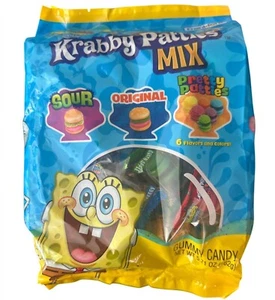 SpongeBob Krabby Patties Mix Gummy Candy 5.71 Oz SOUR +ORIGINAL +PRETTY PATTIES - Picture 1 of 2