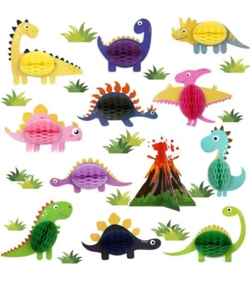 Dinosaur Party Decorations, 12 Pack Dinosaur Honeycomb Table Centerpieces - Image 1 of 4