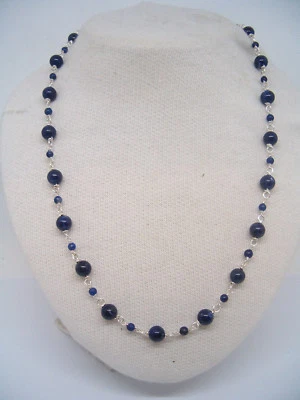Collana in Sodalite naturale e Argento 925 - Girocollo Pietre Dure Blu - Immagine 1 di 4