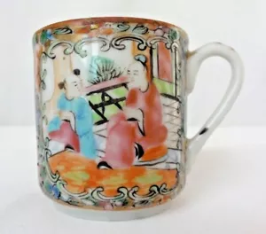"Antigua taza de té medallón rosa porcelana china 2 1/8" - Imagen 1 de 12