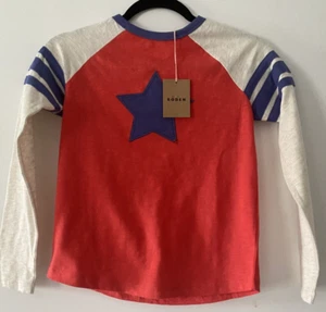 NWT NEW BODEN BOYS SIZE 9-10Y LONG SLEEVE COTTON T SHIRT LARGE STAR ON FRONT - Picture 1 of 2