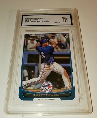 2012年Bowman棒球#191 Brett Lawrie新秀RC级PGA GEM 10 — 第 1/4 张图片