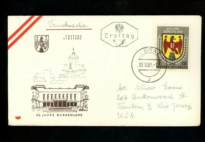 Postal History Austria FDC #673 Burgencand Coat of Arms 1961 - Image 1 of 2