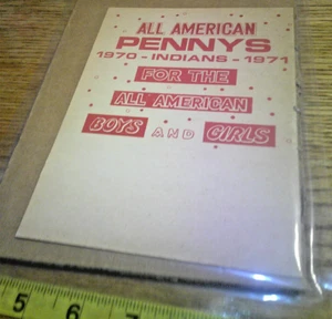 original Vintage  vending machine display card all american pennies 1970 indians - Picture 1 of 2