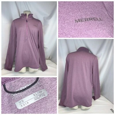 Merrell Pullover XL Women Light Purple Poly Stretch ¼ Zip New YGI G0-132 - Image 1 of 4