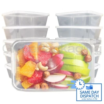 20 x PLASTIC 750ml MICROWAVE FOOD TAKEAWAY CONTAINERS WITH LIDS FREEZER STORAGE - Image 1 of 4