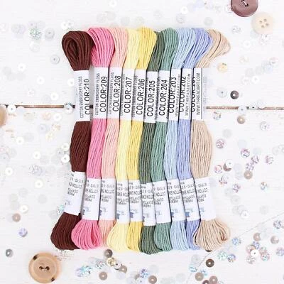 PREMIUM COTTON EMBROIDERY FLOSS SET IN SECRET GARDEN COLORS - SIX STRAND THREAD - Image 1 of 4