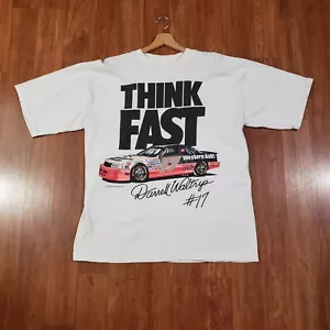 Vintage Darrell Waltrip Morris Design weißes Hemd "Think Fast" #17 Gr. XL 1992 - Bild 1 von 8