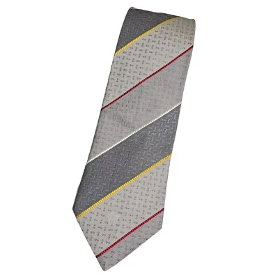 Corbata para hombre VERSACE 100 % seda LUJO gris a rayas logotipo geométrico con:3,7" usada en excelente estado Foto 1 de 4