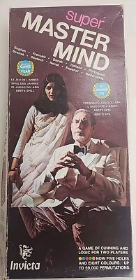 Invicta Super Master Mind Board Game Vintage 1975 #3065 MasterMind COMPLETE Box  - Image 1 of 4