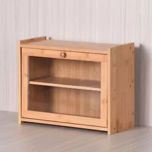 Double Decker Wooden Bread Bin Clear Front Kitchen Food Loaf Storage Container - Picture 1 of 7